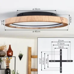 hofstein Bosatorp Plafonnier LED Noir, 1 lumière, Télécommandes