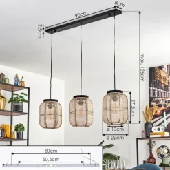 Lampes En Tissu-hofstein Boudou Suspension, Suspension Noir, 3 lumières