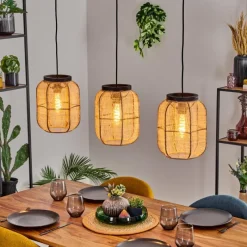 Lampes En Tissu-hofstein Boudou Suspension, Suspension Noir, 3 lumières