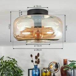 hofstein Boza Plafonnier Ambre, 1 lumière