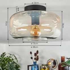 hofstein Boza Plafonnier Ambre, Clair, 1 lumière