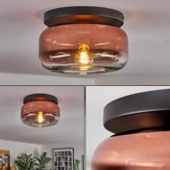 hofstein Boza Plafonnier, Boule lumineuse Clair, Cuivré, 1 lumière