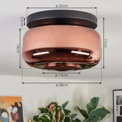 hofstein Boza Plafonnier, Boule lumineuse Cuivré, 1 lumière