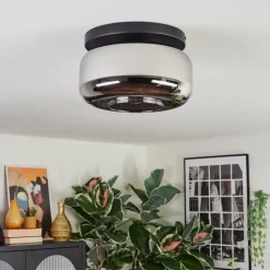 Suspension Verre Fumé-hofstein Boza Plafonnier, Boule lumineuse Chrome, Fumé, 1 lumière