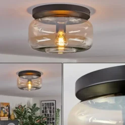 hofstein Boza Plafonnier, Boule lumineuse Ambre, Clair, 1 lumière