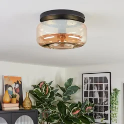 hofstein Boza Plafonnier, Boule lumineuse Ambre, 1 lumière