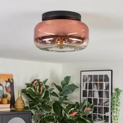 hofstein Boza Plafonnier, Boule lumineuse Clair, Cuivré, 1 lumière