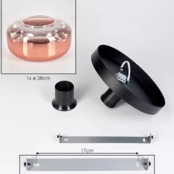 hofstein Boza Plafonnier, Boule lumineuse Clair, Cuivré, 1 lumière