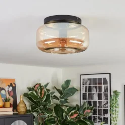 hofstein Boza Plafonnier, Boule lumineuse Ambre, 1 lumière