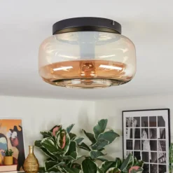 hofstein Boza Plafonnier, Boule lumineuse Ambre, 1 lumière