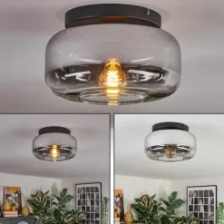 hofstein Boza Plafonnier, Boule lumineuse Chrome, Clair, Fumé, 1 lumière