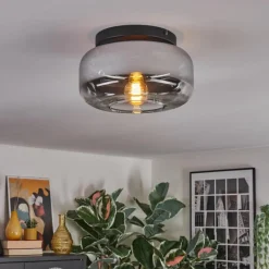 hofstein Boza Plafonnier, Boule lumineuse Chrome, Clair, Fumé, 1 lumière