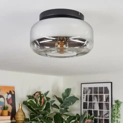 hofstein Boza Plafonnier, Boule lumineuse Chrome, Clair, Fumé, 1 lumière