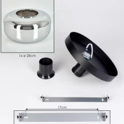 hofstein Boza Plafonnier, Boule lumineuse Chrome, Fumé, 1 lumière