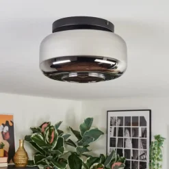 hofstein Boza Plafonnier, Boule lumineuse Chrome, Fumé, 1 lumière