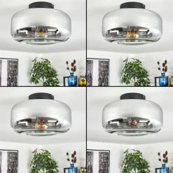 hofstein Boza Plafonnier Chrome, Clair, Fumé, 1 lumière