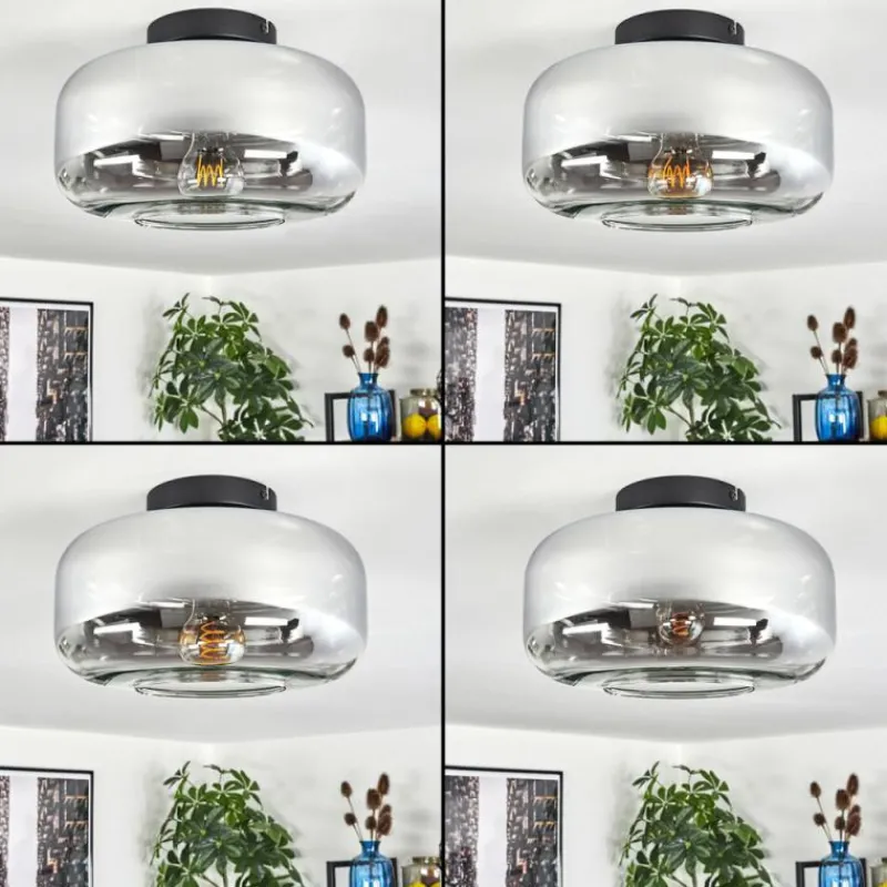 hofstein Boza Plafonnier Chrome, Clair, Fumé, 1 lumière