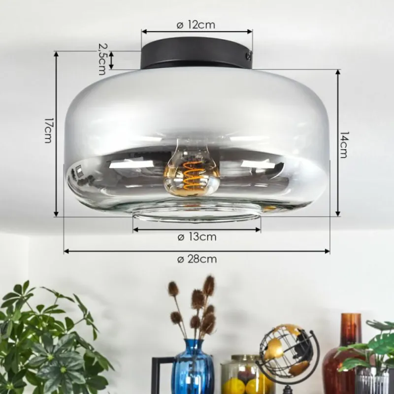 hofstein Boza Plafonnier Chrome, Clair, Fumé, 1 lumière