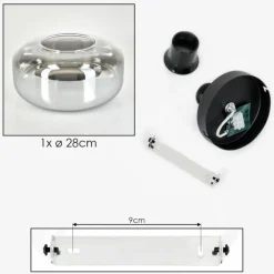 hofstein Boza Plafonnier Chrome, Clair, Fumé, 1 lumière