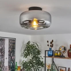 hofstein Boza Plafonnier Chrome, Clair, Fumé, 1 lumière