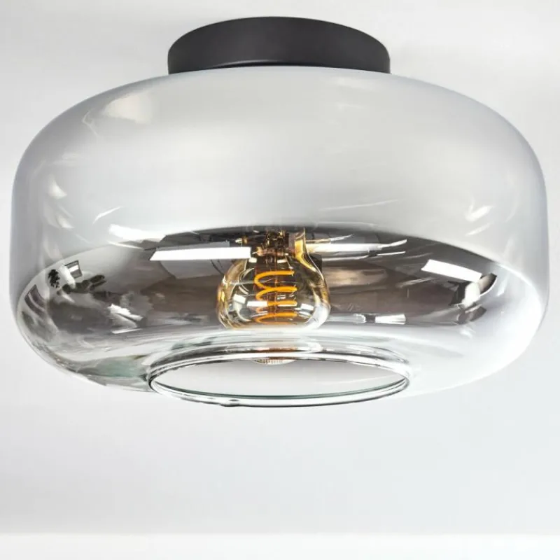 hofstein Boza Plafonnier Chrome, Clair, Fumé, 1 lumière