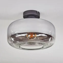 Suspension Verre Fumé-hofstein Boza Plafonnier Chrome, Clair, Fumé, 1 lumière