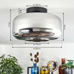 hofstein Boza Plafonnier Chrome, Fumé, 1 lumière