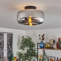 hofstein Boza Plafonnier Chrome, Fumé, 1 lumière