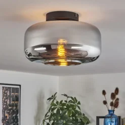 hofstein Boza Plafonnier Chrome, Fumé, 1 lumière