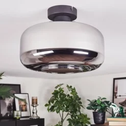 Suspension Verre Fumé-hofstein Boza Plafonnier Chrome, Fumé, 1 lumière