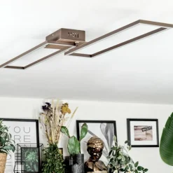 Lampes Dorées-hofstein Brina Plafonnier LED Brun, Or, 1 lumière, Télécommandes