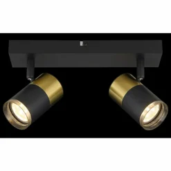 Suspension Verre Fumé-Luminaires Globo Lighting Brisbon Plafonnier, Spot de plafond, Applique murale, Spot mural Noir, 2 lumières