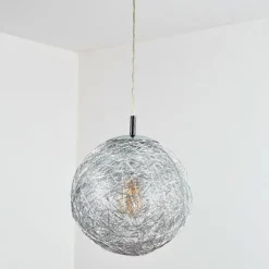 Lampes À Boules-hofstein Brona Suspension, Boule lumineuse, Suspension Argenté, 1 lumière