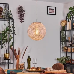 Lampes À Boules-hofstein Brona Suspension, Boule lumineuse, Suspension Argenté, 1 lumière