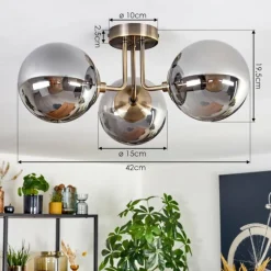 hofstein Cabalonga Plafonnier, Boule lumineuse Laiton, 3 lumières