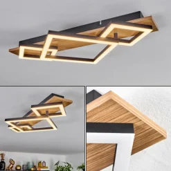 Luminaires Scandinaves-hofstein Cabanas Plafonnier LED Couleur bois, Noir, 1 lumière