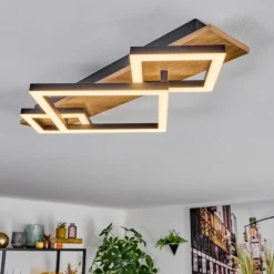 Luminaires Scandinaves-hofstein Cabanas Plafonnier LED Couleur bois, Noir, 1 lumière