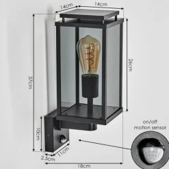hofstein Cadafaes Lampe murale d´extérieur Noir, 1 lumière, Détecteur de mouvement