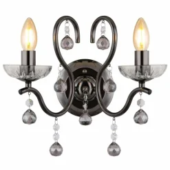 Suspension Verre Fumé-Luminaires Globo Lighting Camila Applique murale Chrome, Noir, 2 lumières