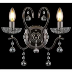 Suspension Verre Fumé-Luminaires Globo Lighting Camila Applique murale Chrome, Noir, 2 lumières