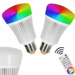 hofstein Candal E27 LED RGB 11 watt 2200-6500 Kelvin 806 lumen Lot de 2 avec télécommande