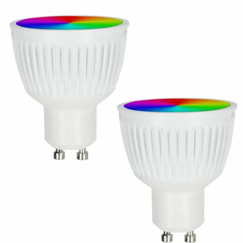 hofstein Candal GU10 LED RGB 6,5 watt 2200-6500 kelvin 345 lumen Lot de 2 avec télécommande