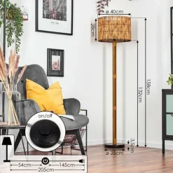 Luminaires Scandinaves-hofstein Cando Lampadaire Brun, Écru, Noir, 1 lumière