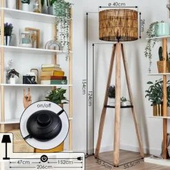 Luminaires Scandinaves-hofstein Cando Lampadaire Écru, Noir, 1 lumière