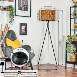 hofstein Cando Lampadaire, Liseuse Noir, 1 lumière