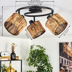 Luminaires Scandinaves-hofstein Cando Plafonnier Noir, 3 lumières