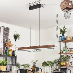 Luminaires Scandinaves-hofstein Carbellino Suspension LED Brun foncé, Noir, 1 lumière