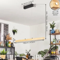 Luminaires Scandinaves-hofstein Carbellino Suspension LED Écru, Noir, 1 lumière