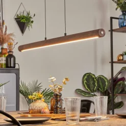 Luminaires Scandinaves-hofstein Carbellino Suspension LED Brun foncé, Noir, 1 lumière