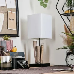 Lampes En Tissu-hofstein Caren Lampe de bureau, Lampe à poser Écru, Noir, 1 lumière